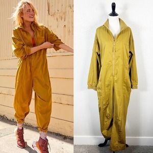 Free People Movement Womens Ashani Jumpsuit in Golden Olive Size X-Small